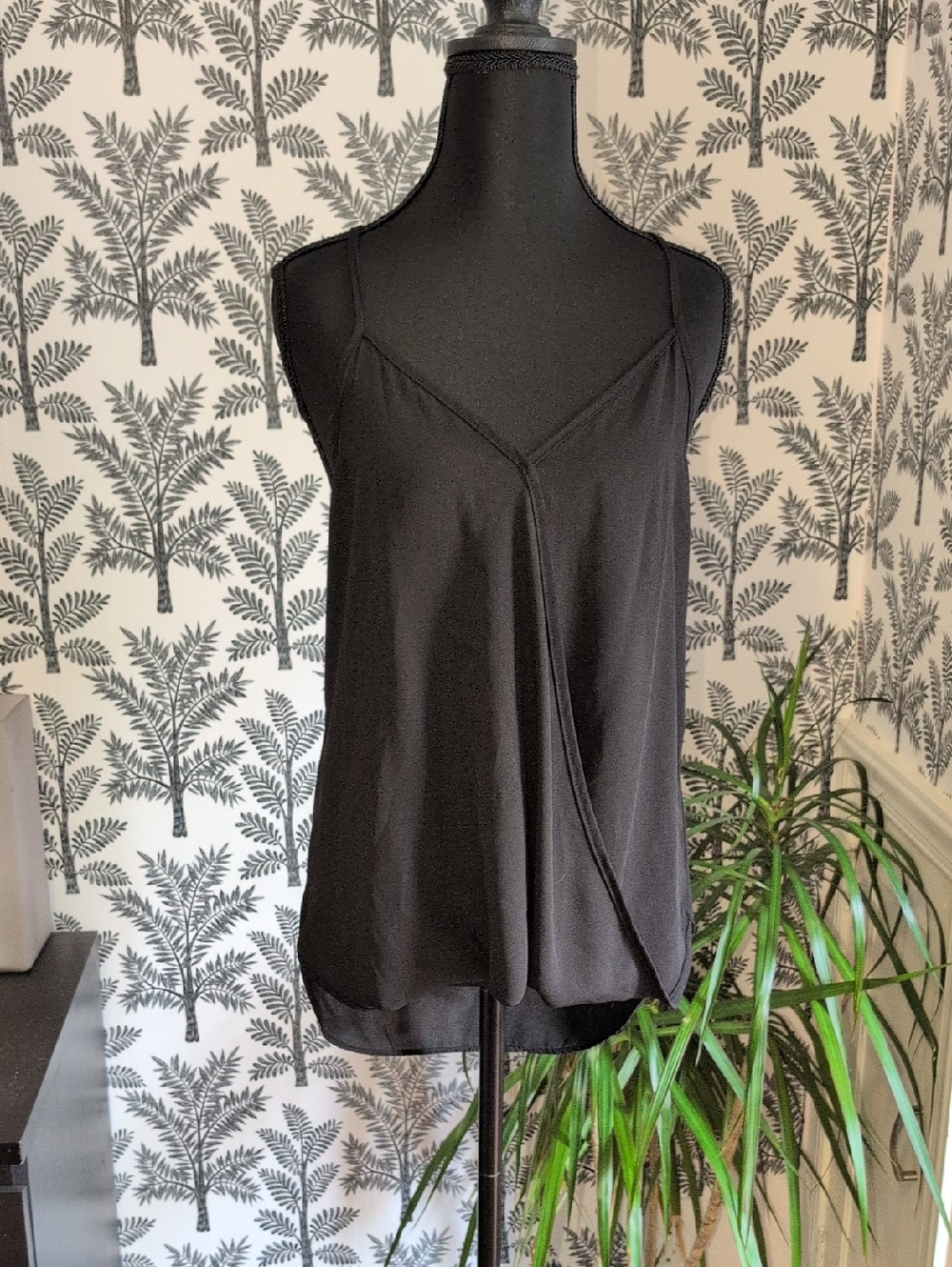 Lily White Black Draped V-Neck Camisole Tank